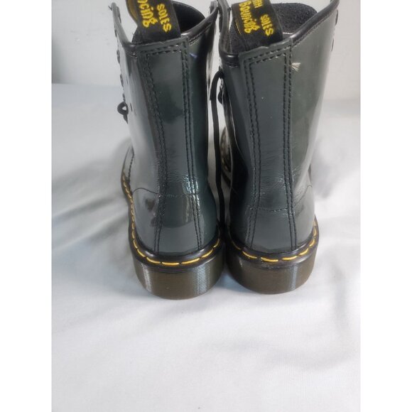 Dr Martens Boots Youth Size 6 Gray Patent Leather Doc Air Walk Lace Up 1460 W - Picture 14 of 16